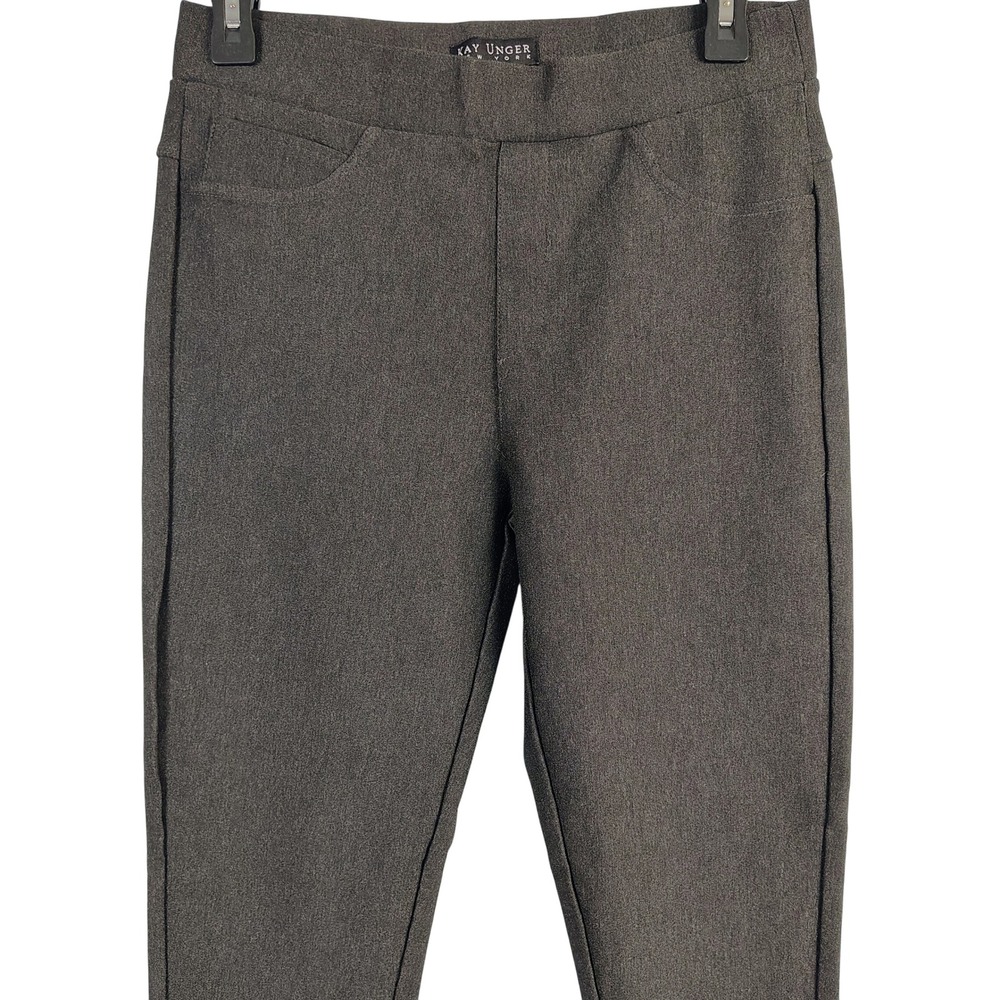 Kay Unger Womens M Slim Fit Pull On Legging Pants Charcoal Grey Heathered Office